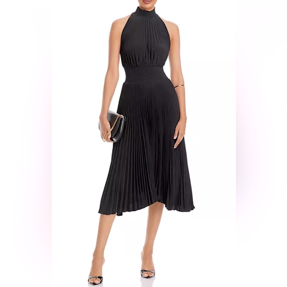 A.L.C. Renzo Pleated Midi Dress, Black, Size 6
